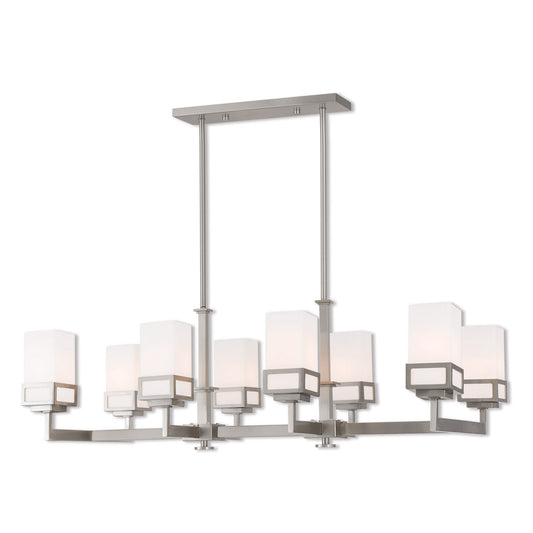 Livex Lighting Harding Collection 8 Lt BN Linear Chandelier in Brushed Nickel 40198-91