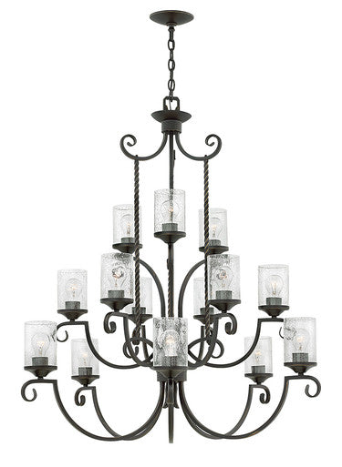 Hinkley Lighting Casa Large Three Tier Olde Black with Clear Seedy glass Clear Seedy Glass 4019OL-CL