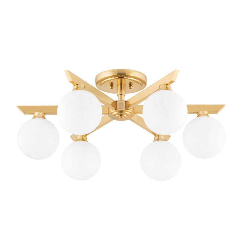 Corbett Lighting Astra Semi Flush in Vintage Brass 402-06-VB