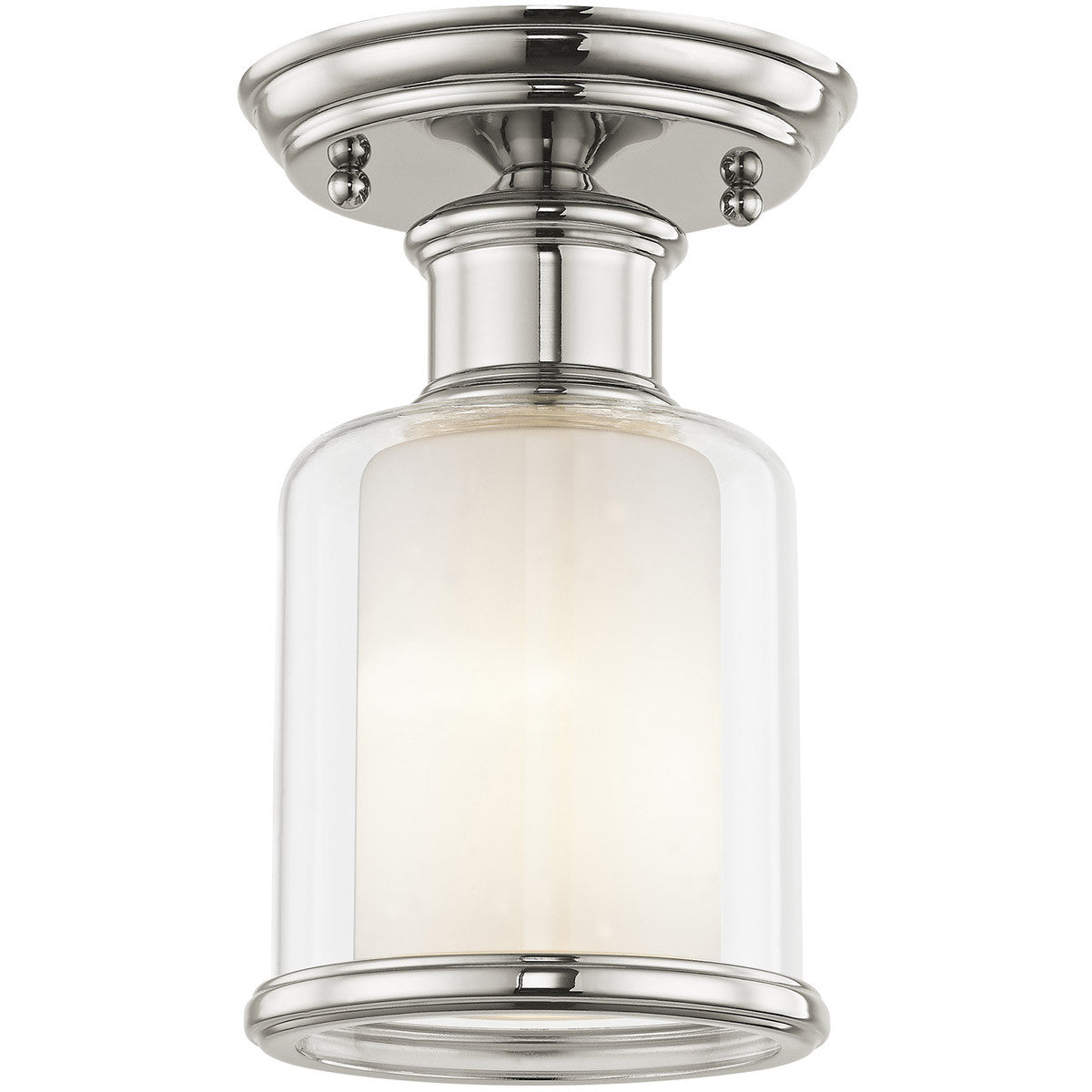 Livex Lighting Middlebush Collection 1 Light Polished Nickel Ceiling Mount in Polished Nickel 40200-35