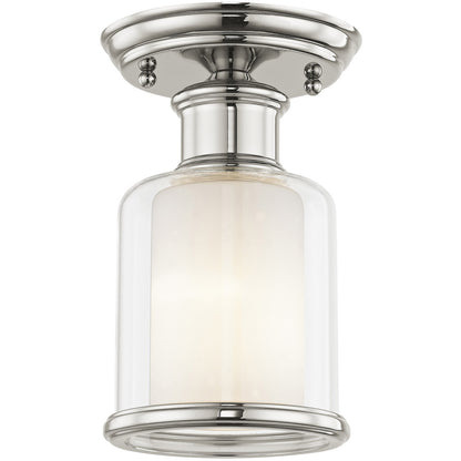 Livex Lighting Middlebush Collection 1 Light Polished Nickel Ceiling Mount in Polished Nickel 40200-35