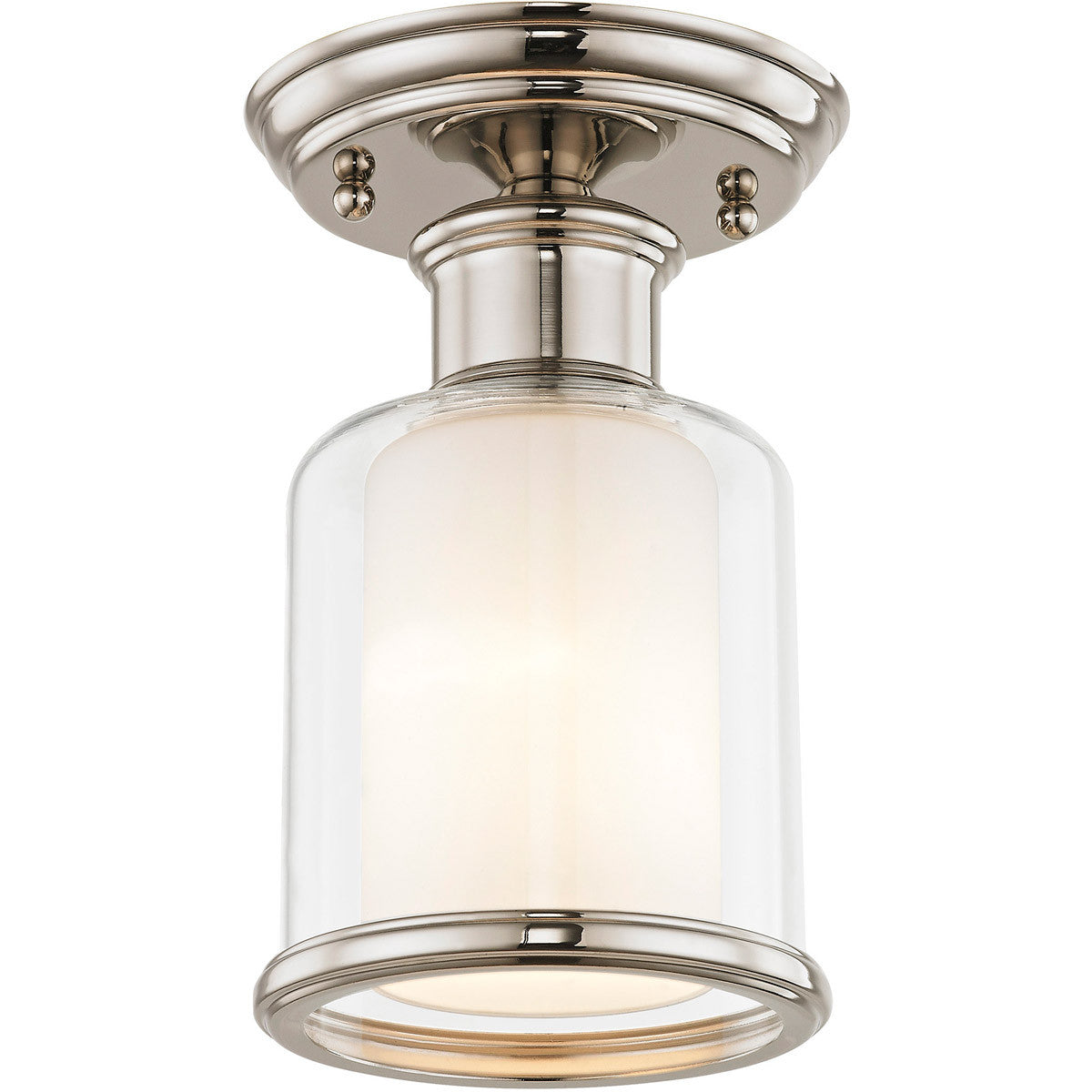 Livex Lighting Middlebush Collection 1 Light Polished Nickel Ceiling Mount in Polished Nickel 40200-35