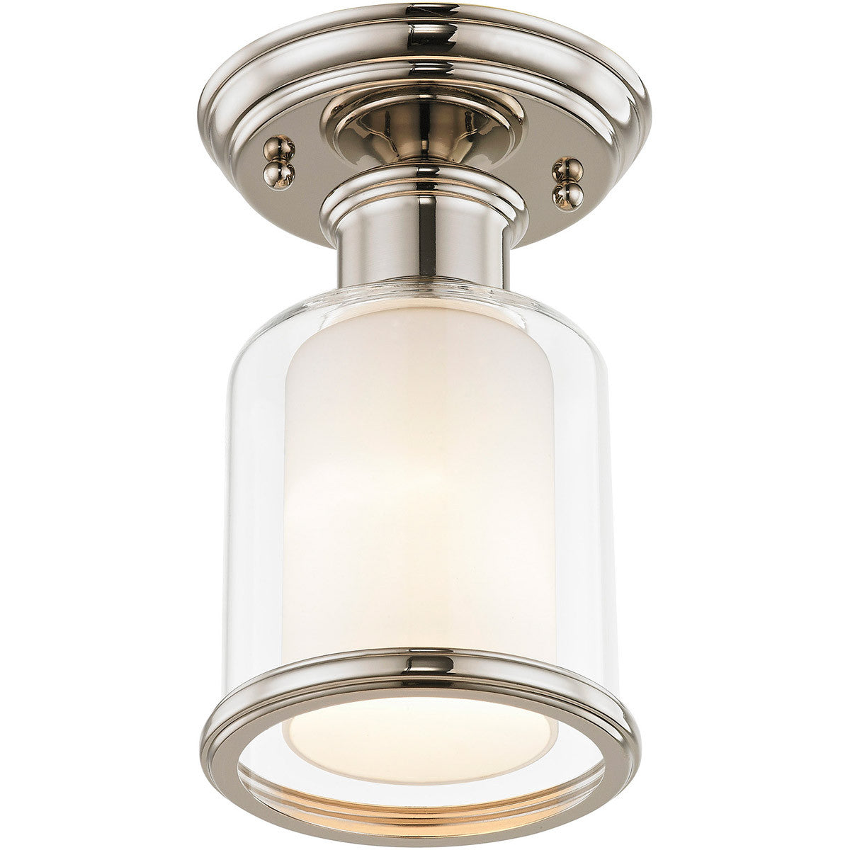 Livex Lighting Middlebush Collection 1 Light Polished Nickel Ceiling Mount in Polished Nickel 40200-35