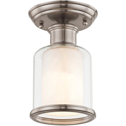 Livex Lighting Middlebush Collection 1 Light Brushed Nickel Ceiling Mount in Brushed Nickel 40200-91