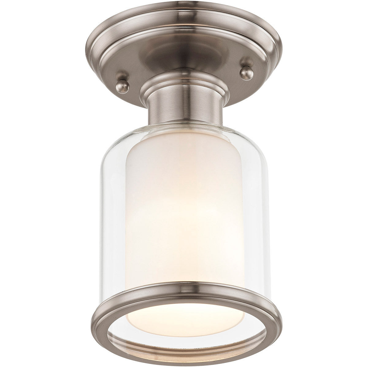 Livex Lighting Middlebush Collection 1 Light Brushed Nickel Ceiling Mount in Brushed Nickel 40200-91