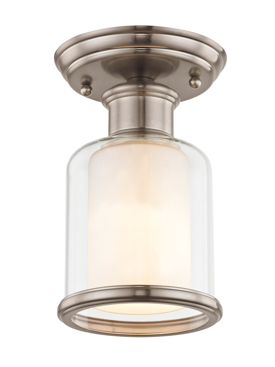 Livex Lighting Middlebush Collection 1 Light Brushed Nickel Ceiling Mount in Brushed Nickel 40200-91