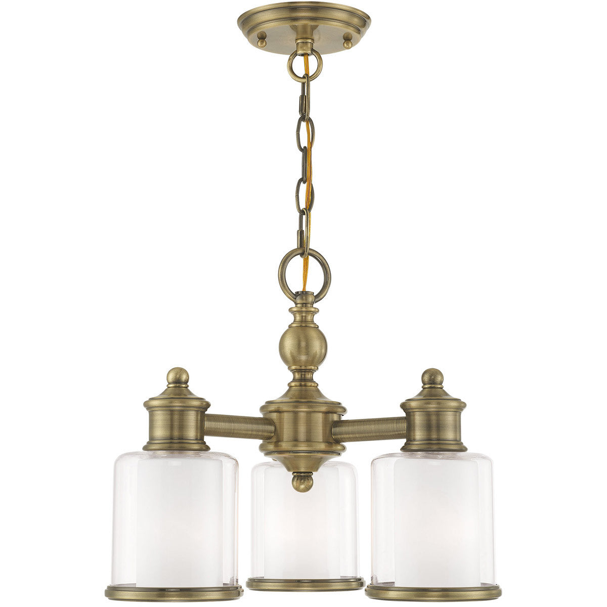 Livex Lighting Middlebush Collection 3 Lt Antique Brass Convertible Mini Chandelier/Ceiling Mount in Antique Brass 40203-01