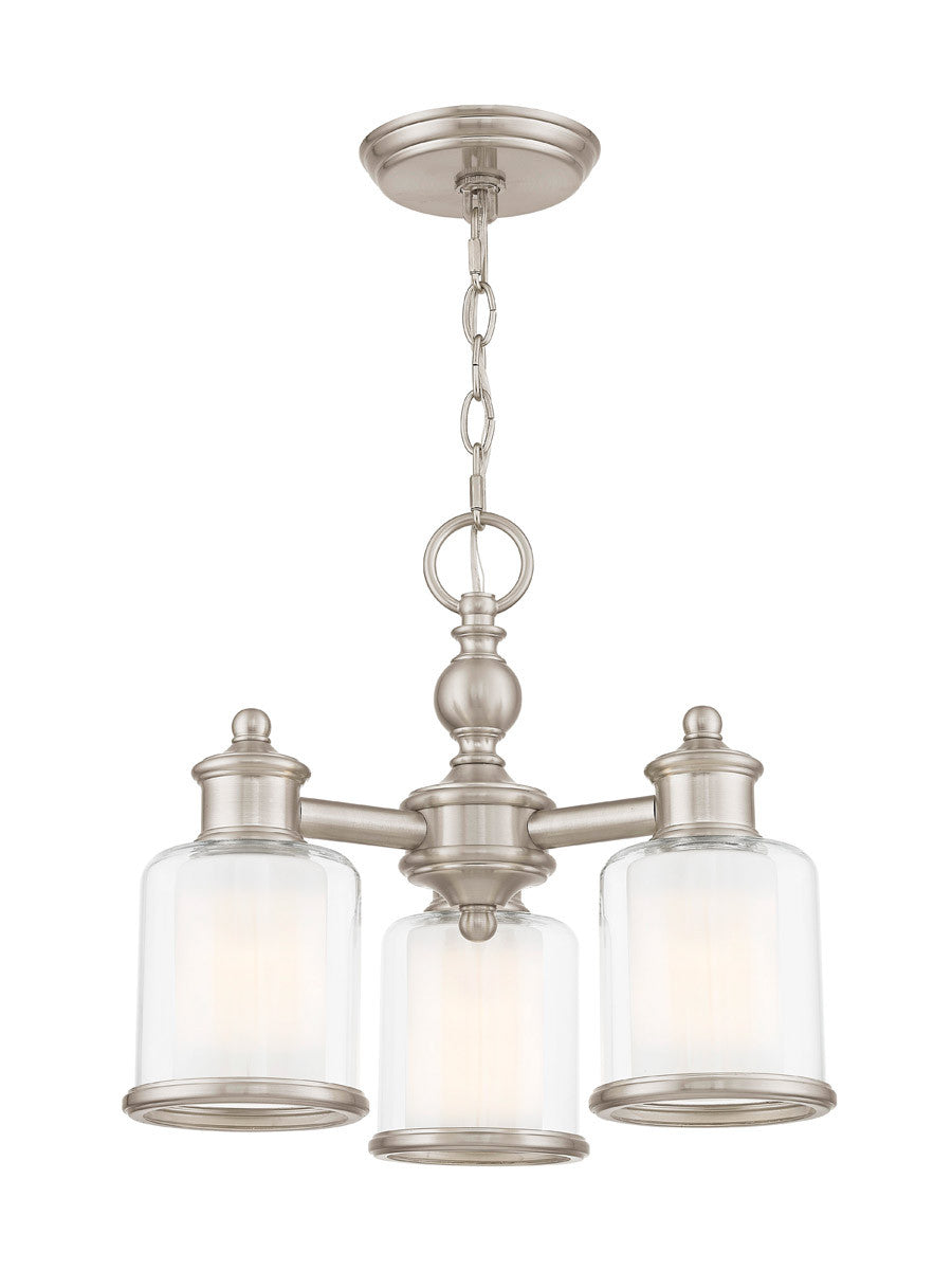 Livex Lighting Middlebush Collection 3 Light BN Mini Chandelier/Ceiling Mount in Brushed Nickel 40203-91