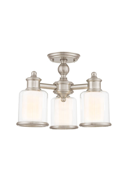 Livex Lighting Middlebush Collection 3 Light BN Mini Chandelier/Ceiling Mount in Brushed Nickel 40203-91