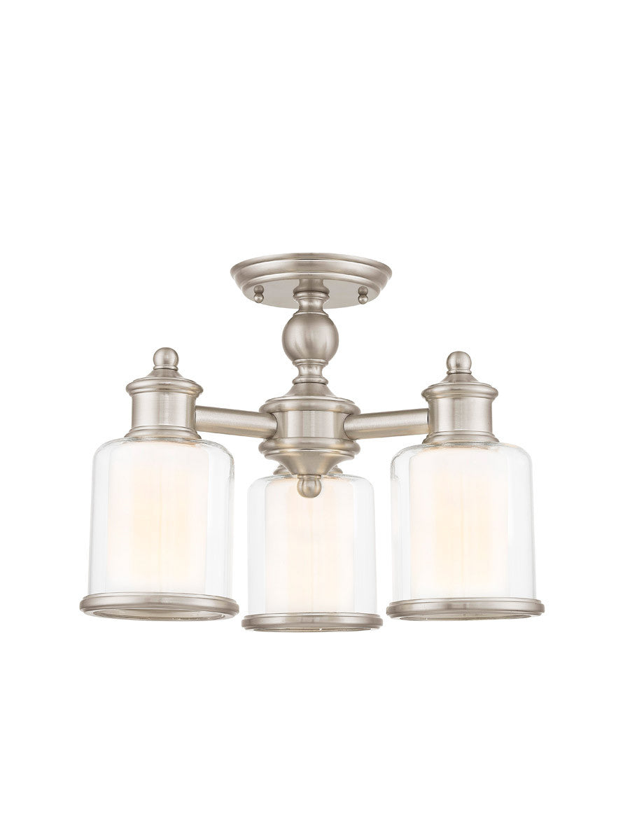 Livex Lighting Middlebush Collection 3 Light BN Mini Chandelier/Ceiling Mount in Brushed Nickel 40203-91