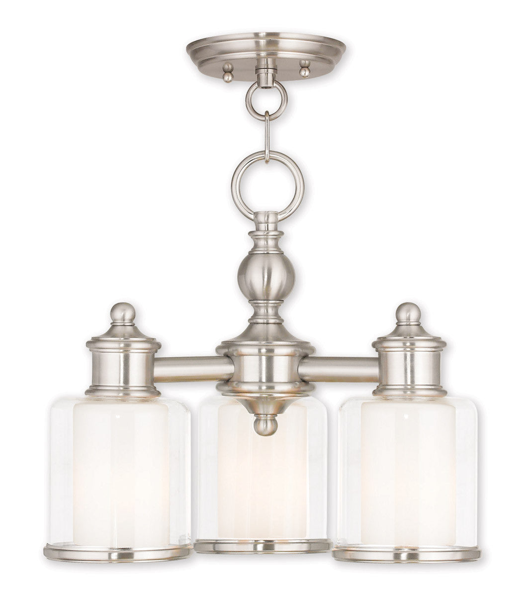 Livex Lighting Middlebush Collection 3 Light BN Mini Chandelier/Ceiling Mount in Brushed Nickel 40203-91