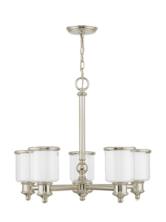 Livex Lighting Middlebush Collection 5 Light Polished Nickel Chandelier in Polished Nickel 40205-35