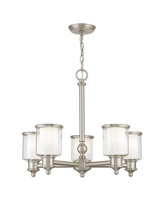 Livex Lighting Middlebush Collection 5 Light Brushed Nickel Chandelier in Brushed Nickel 40205-91