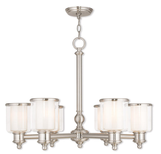 Livex Lighting Middlebush Collection 6 Light Brushed Nickel Chandelier in Brushed Nickel 40206-91