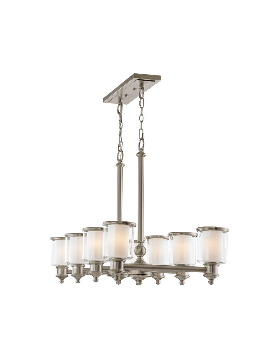 Livex Lighting Middlebush Collection 8 Light Brushed Nickel Linear Chandelier in Brushed Nickel 40208-91