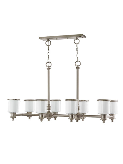 Livex Lighting Middlebush Collection 8 Light Brushed Nickel Linear Chandelier in Brushed Nickel 40208-91