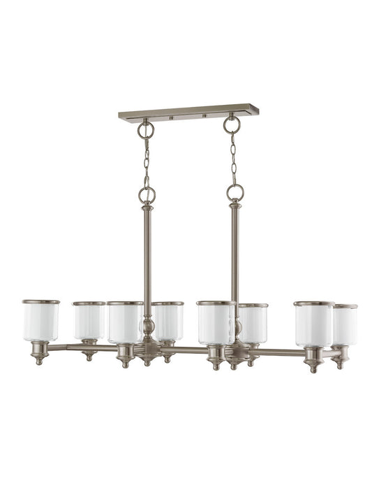 Livex Lighting Middlebush Collection 8 Light Brushed Nickel Linear Chandelier in Brushed Nickel 40208-91