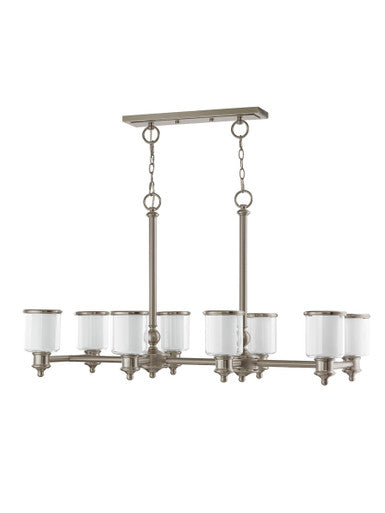 Livex Lighting Middlebush Collection 8 Light Brushed Nickel Linear Chandelier in Brushed Nickel 40208-91