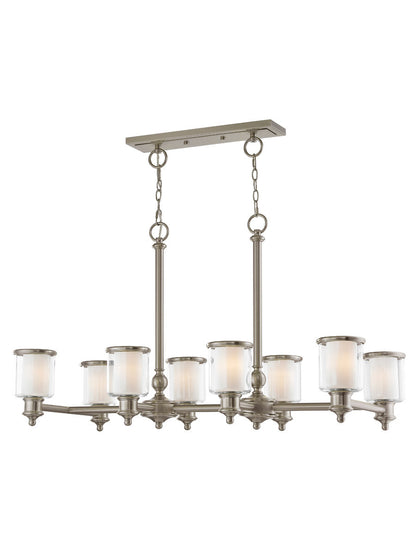 Livex Lighting Middlebush Collection 8 Light Brushed Nickel Linear Chandelier in Brushed Nickel 40208-91