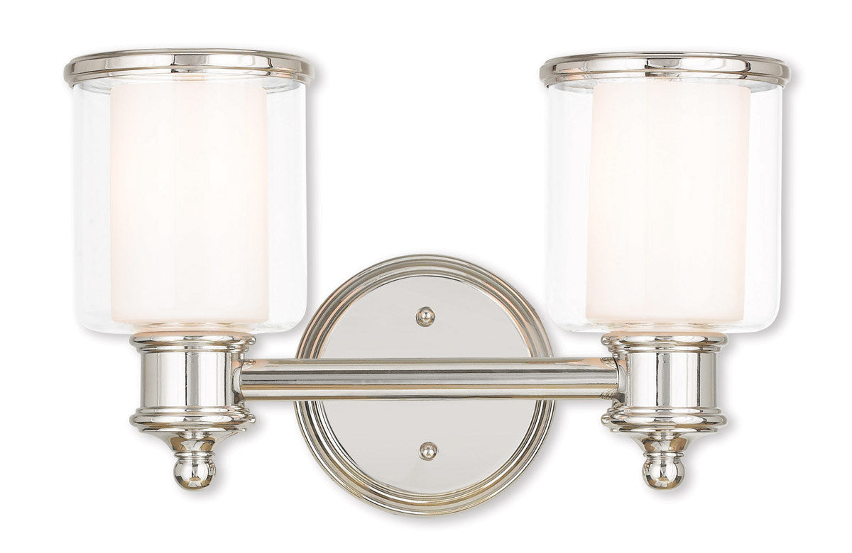 Livex Lighting Middlebush Collection 2 Light Polished Nickel Bath Light in Polished Nickel 40212-35