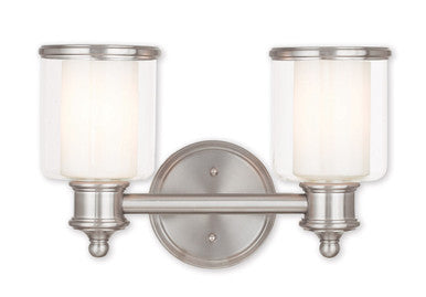 Livex Lighting Middlebush Collection 2 Light Brushed Nickel Bath Light in Brushed Nickel 40212-91