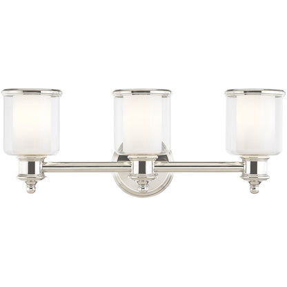 Livex Lighting Middlebush Collection 3 Light Polished Nickel Bath Light in Polished Nickel 40213-35