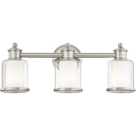 Livex Lighting Middlebush Collection 3 Light Brushed Nickel Bath Light in Brushed Nickel 40213-91