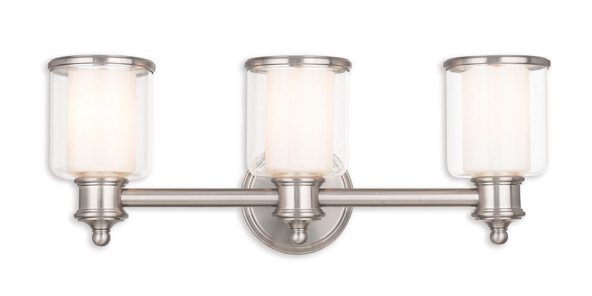 Livex Lighting Middlebush Collection 3 Light Brushed Nickel Bath Light in Brushed Nickel 40213-91