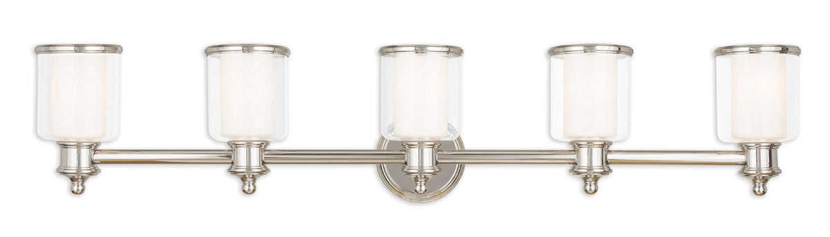 Livex Lighting Middlebush Collection 5 Light Polished Nickel Bath Light in Polished Nickel 40215-35