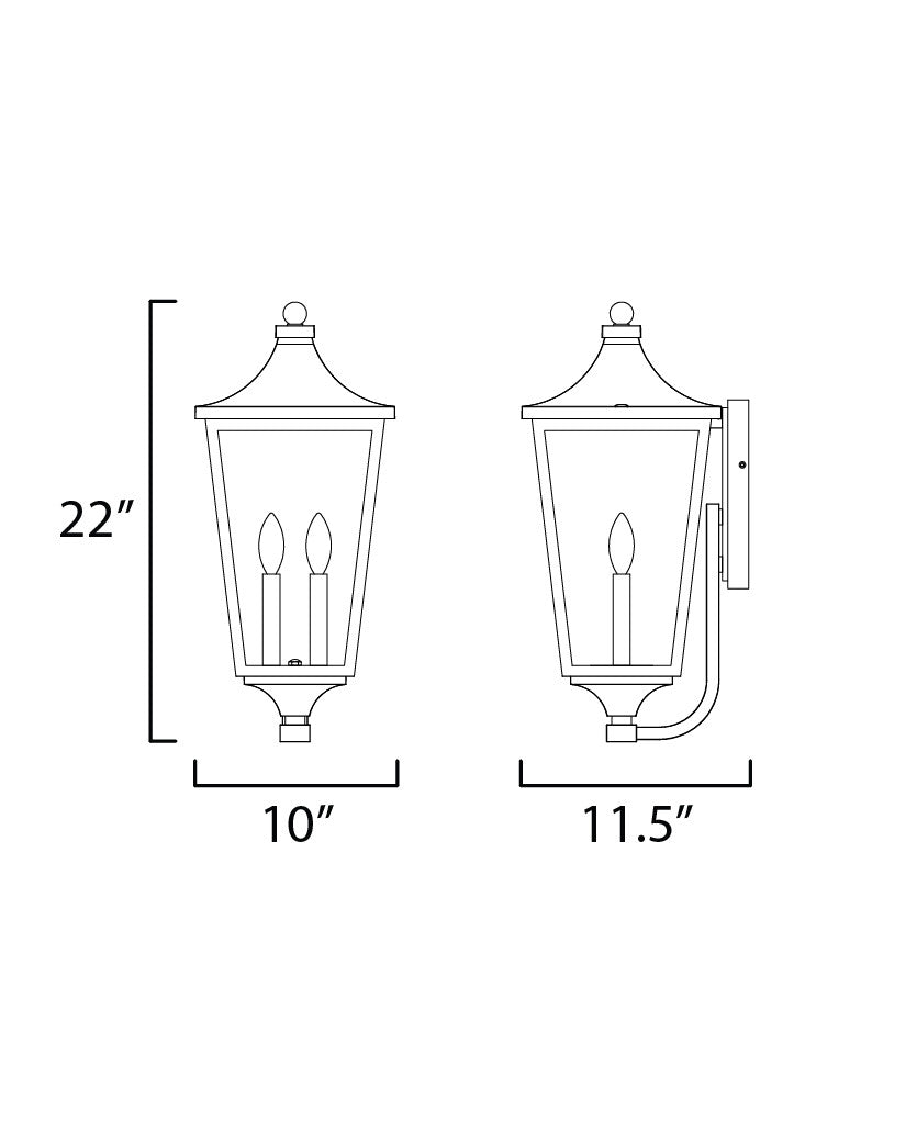 Maxim Sutton Place VX Large 2-Light Outdoor Sconce in Black 40235CLBK