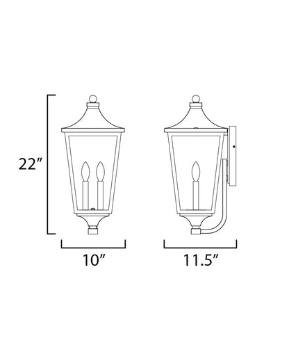 Maxim Sutton Place VX Large 2-Light Outdoor Sconce in Black 40235CLBK