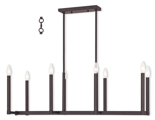 Livex Lighting Alpine Collection 8 Light Bronze Linear Chandelier in Bronze 40258-07