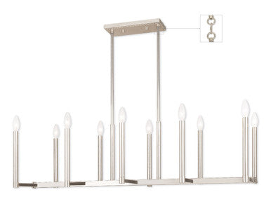 Livex Lighting Alpine Collection 10 Light PN Linear Chandelier in Polished Nickel 40259-35