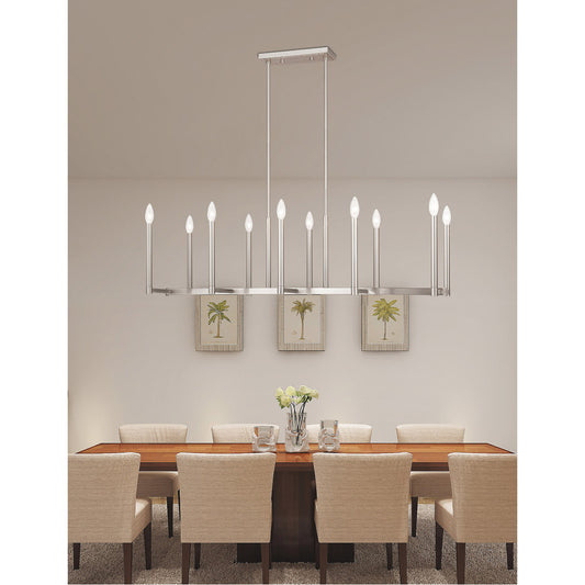 Livex Lighting Alpine Collection 10 Light BN Linear Chandelier in Brushed Nickel 40259-91