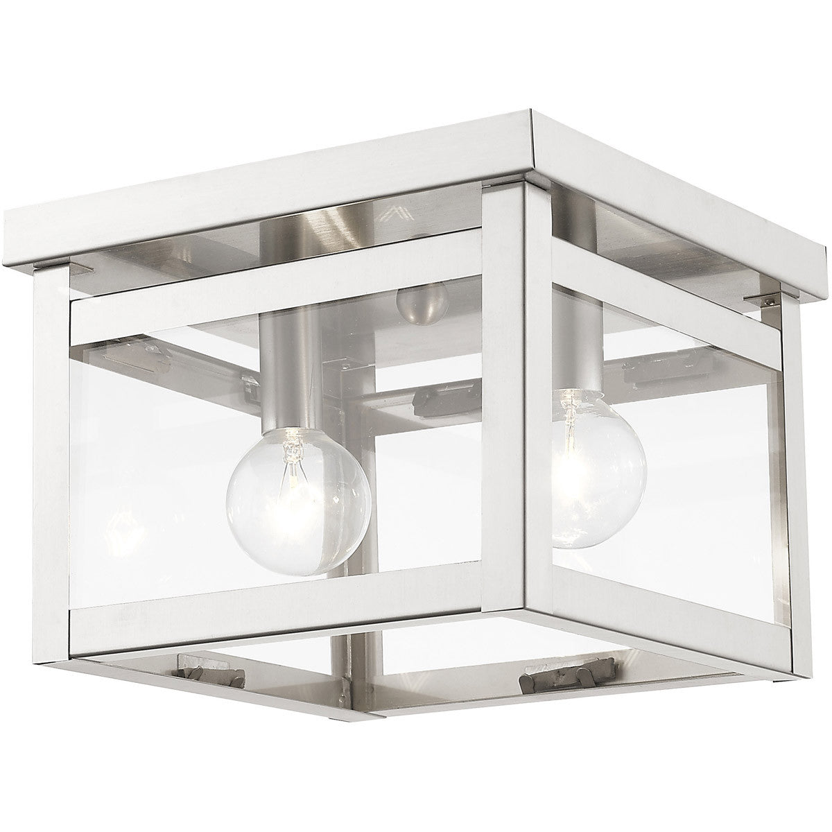 Livex Lighting Milford Collection 2 Light Brushed Nickel Ceiling Mount in Brushed Nickel 4031-91