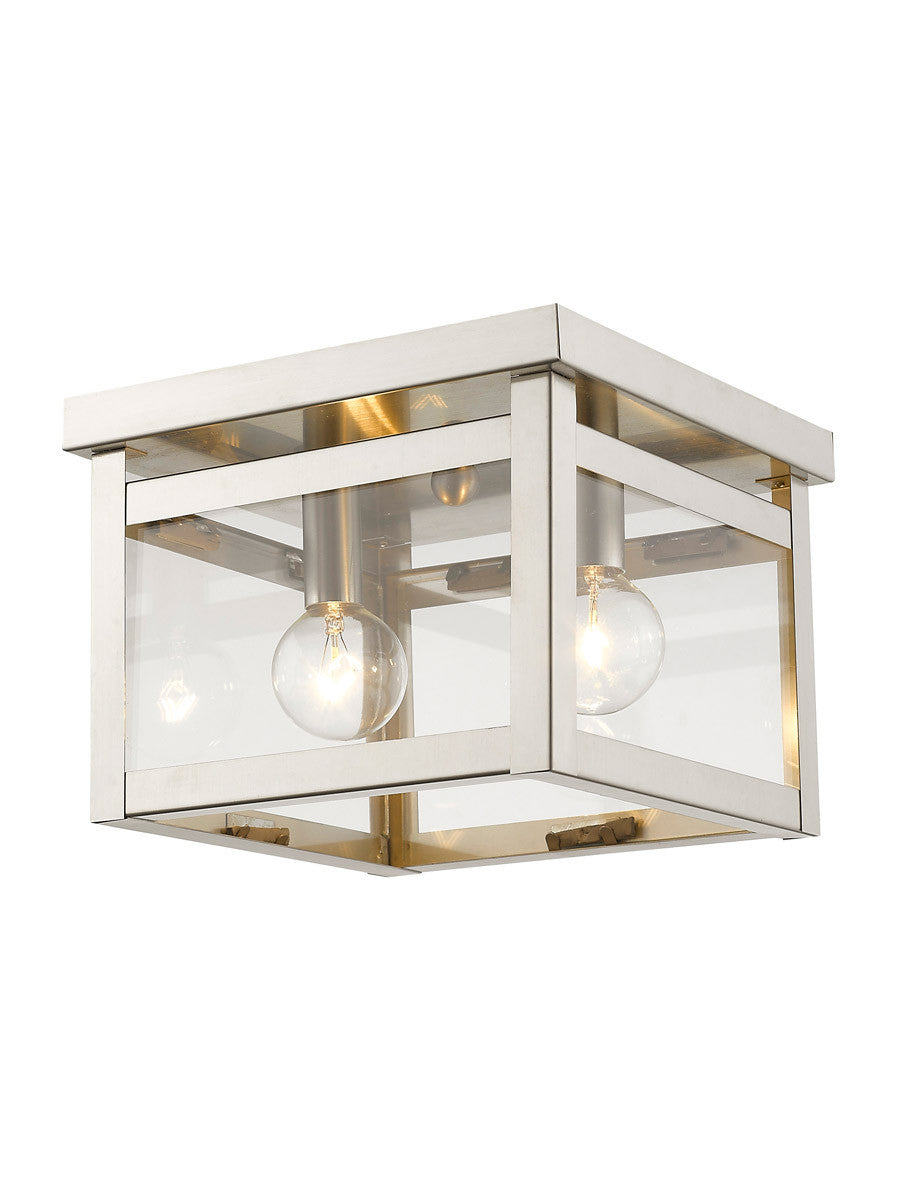 Livex Lighting Milford Collection 2 Light Brushed Nickel Ceiling Mount in Brushed Nickel 4031-91