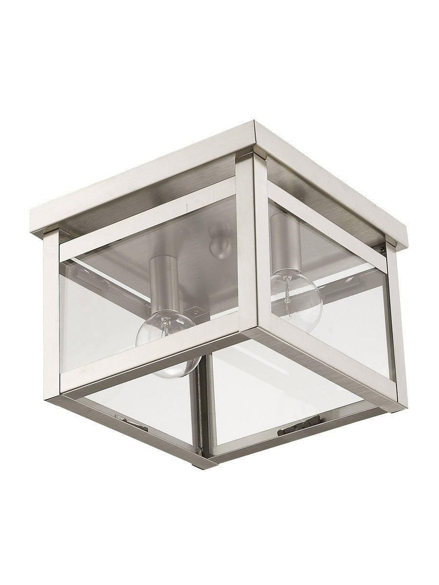 Livex Lighting Milford Collection 2 Light Brushed Nickel Ceiling Mount in Brushed Nickel 4031-91