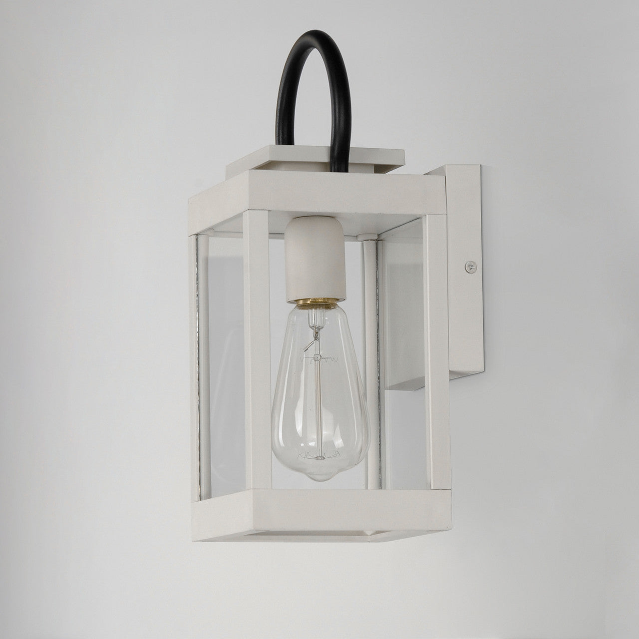 Maxim Nassau VX 1-Light Outdoor Wall Lantern in White / Black 40312CLWTBK