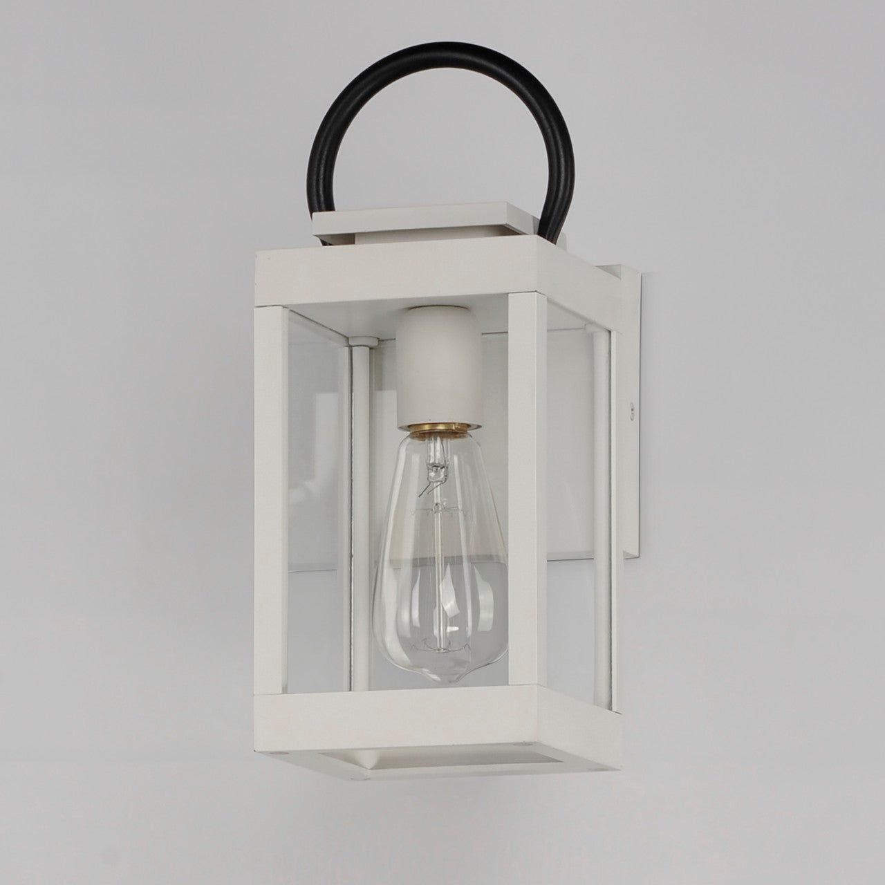 Maxim Nassau VX 1-Light Outdoor Wall Lantern in White / Black 40312CLWTBK