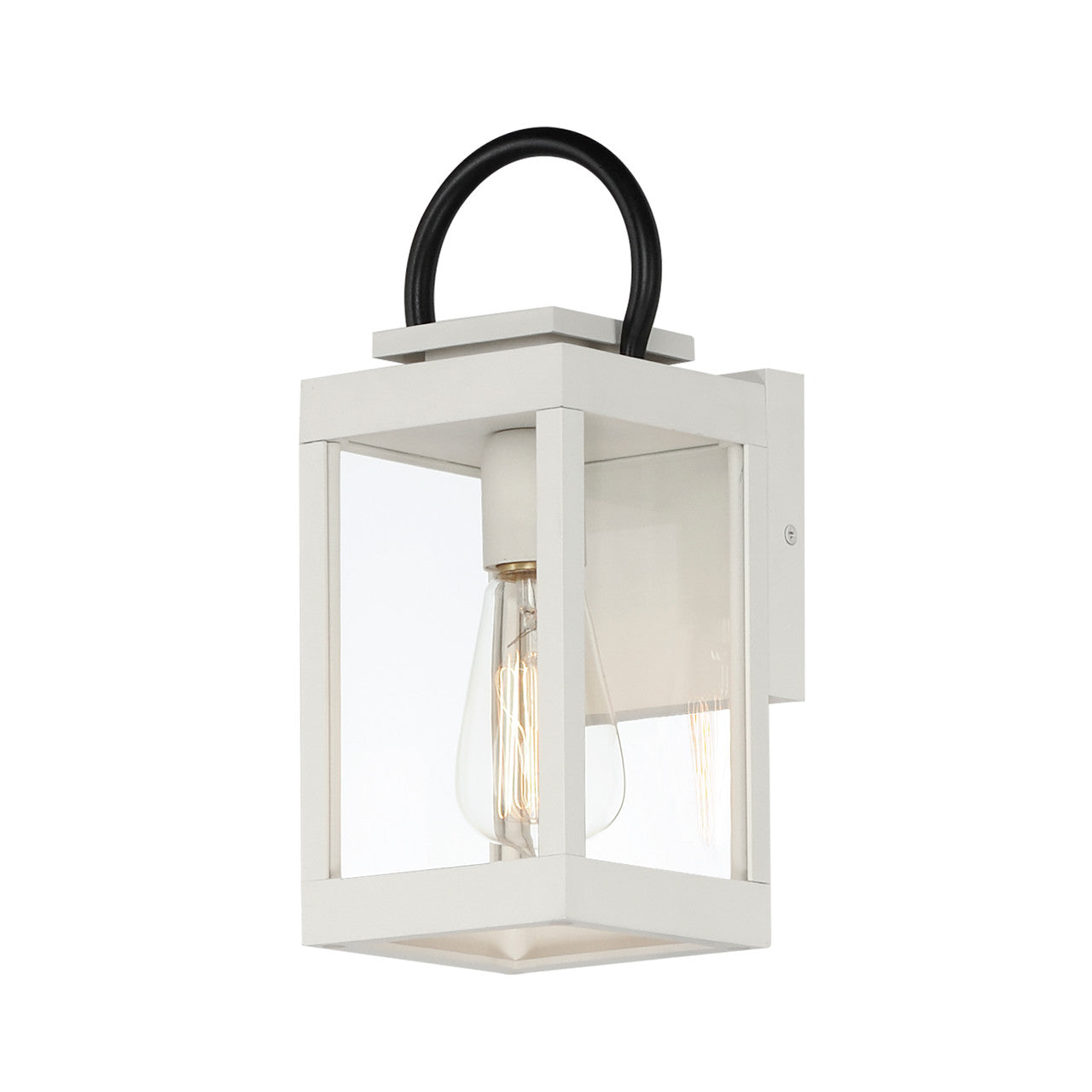 Maxim Nassau VX 1-Light Outdoor Wall Lantern in White / Black 40312CLWTBK