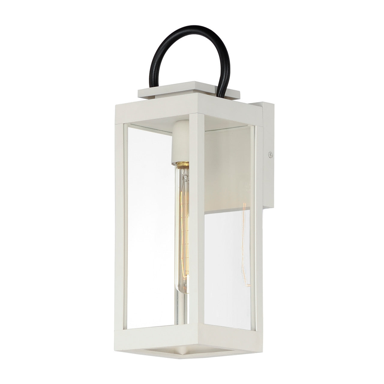 Maxim Nassau VX 1-Light Medium Outdoor Wall Lantern in White / Black 40314CLWTBK