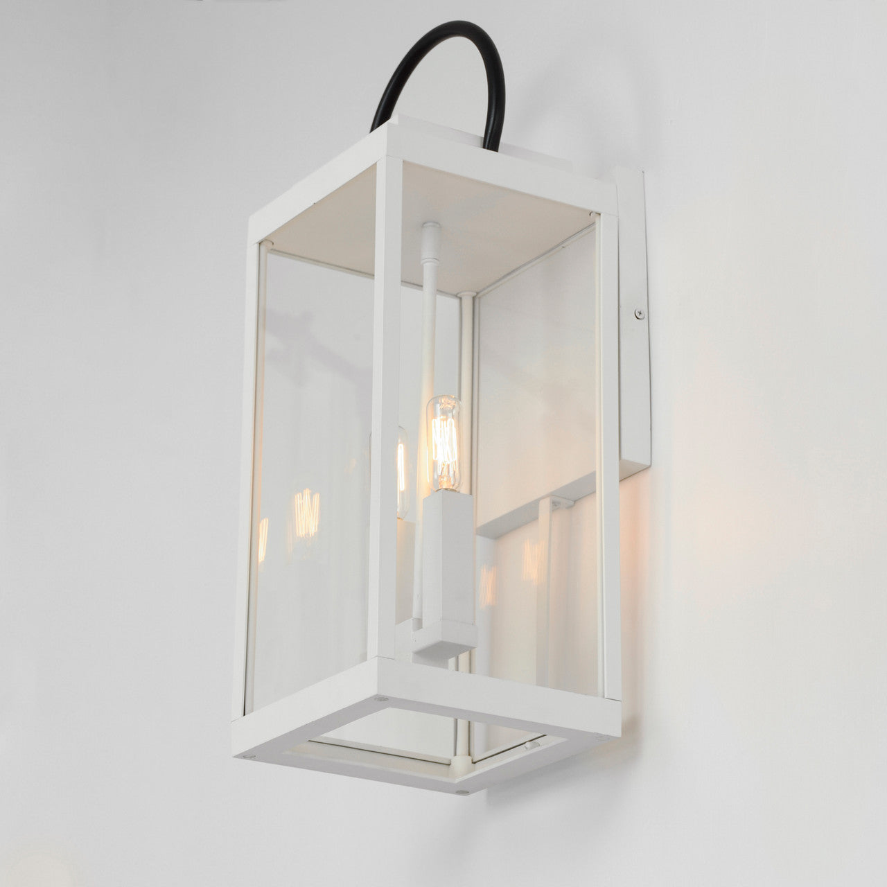 Maxim Nassau VX 1-Light Large Outdoor Wall Lantern in White / Black 40316CLWTBK