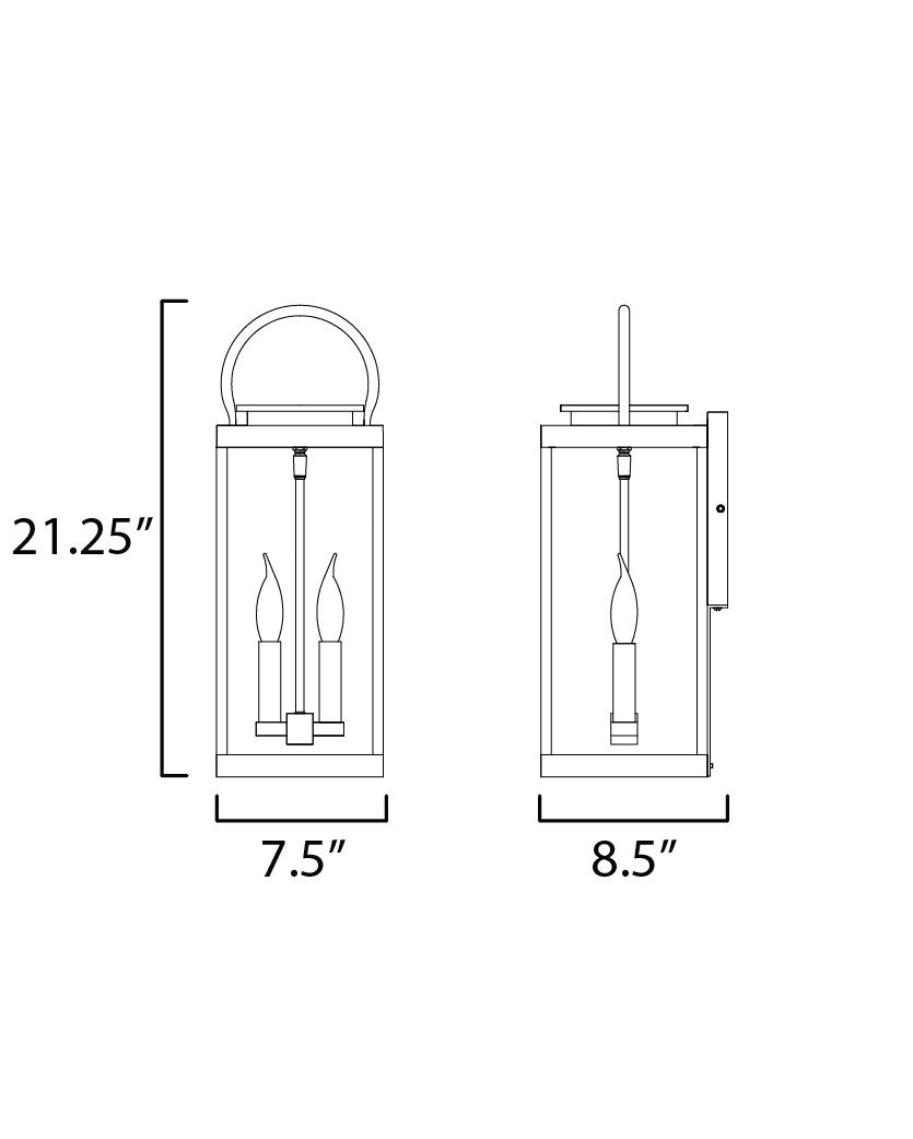 Maxim Nassau VX 1-Light Large Outdoor Wall Lantern in White / Black 40316CLWTBK