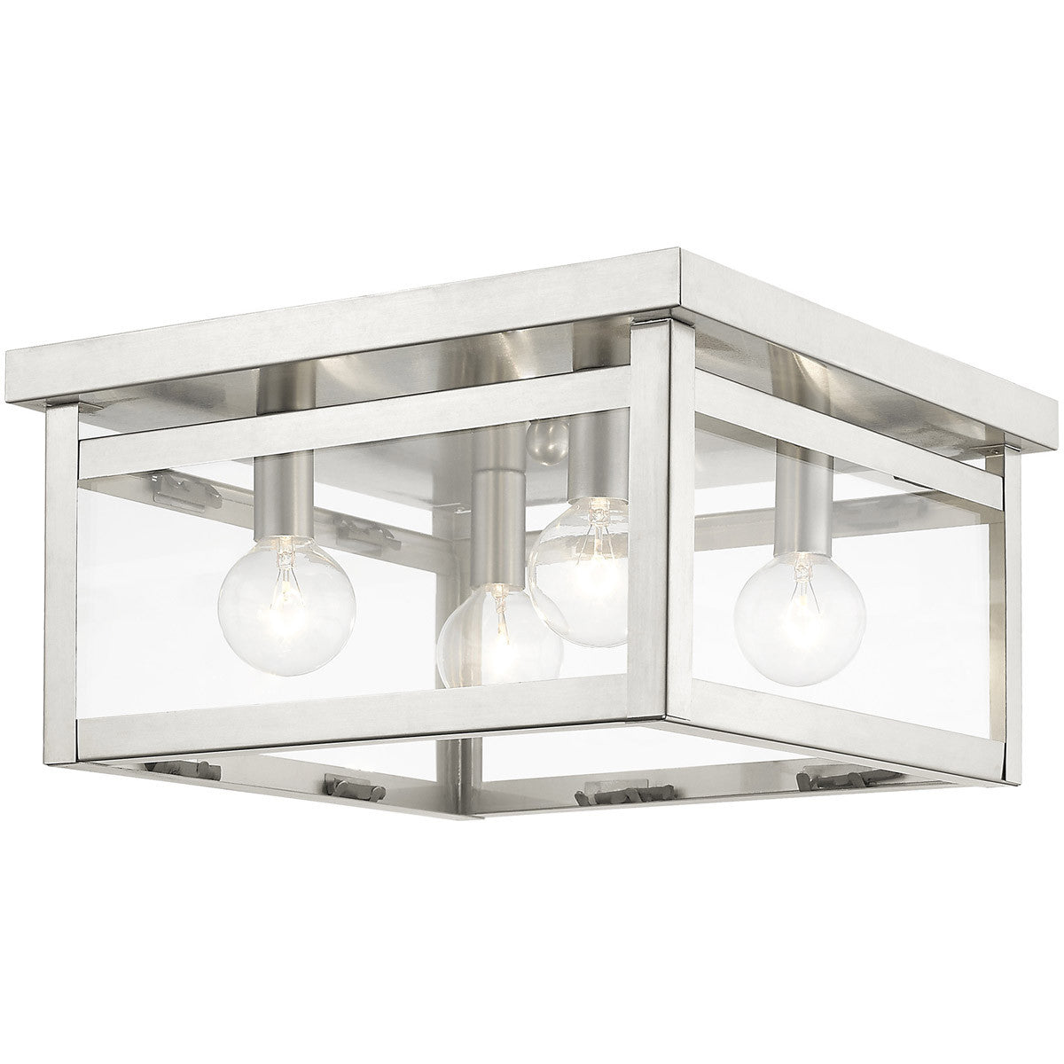 Livex Lighting Milford Collection 4 Light Brushed Nickel Ceiling Mount in Brushed Nickel 4032-91