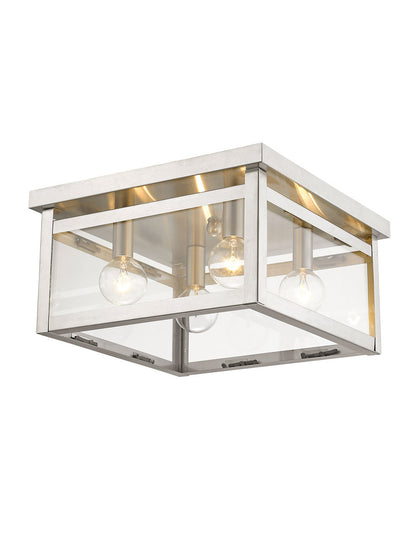 Livex Lighting Milford Collection 4 Light Brushed Nickel Ceiling Mount in Brushed Nickel 4032-91