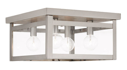 Livex Lighting Milford Collection 4 Light Brushed Nickel Ceiling Mount in Brushed Nickel 4032-91