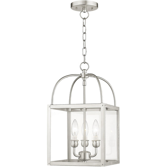 Livex Lighting Milford Collection 3 Light BN Chain Hang/Ceiling Mount in Brushed Nickel 4037-91