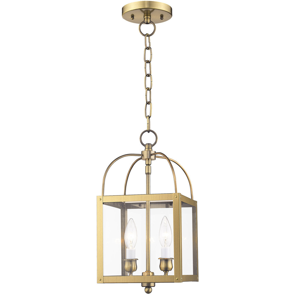 Livex Lighting Milford Collection 2 Light AB Chain Hang/Ceiling Mount in Antique Brass 4041-01