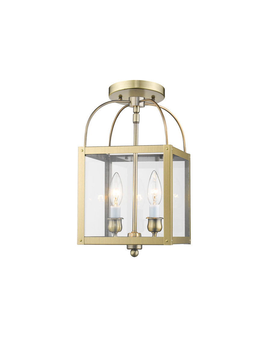 Livex Lighting Milford Collection 2 Light AB Chain Hang/Ceiling Mount in Antique Brass 4041-01