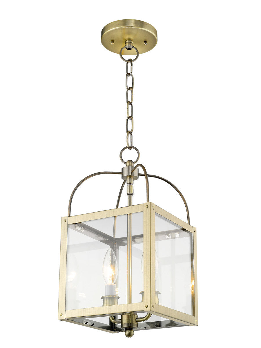 Livex Lighting Milford Collection 2 Light AB Chain Hang/Ceiling Mount in Antique Brass 4041-01